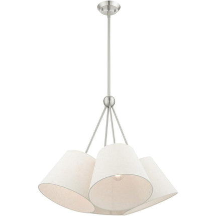 Nickel Four Light Metal Dimmable Chandelier With Shades