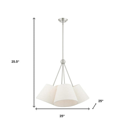 Nickel Four Light Metal Dimmable Chandelier With Shades