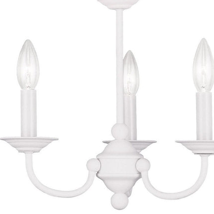 White Three Light Dimmable Chandelier With Shades HomeRoots