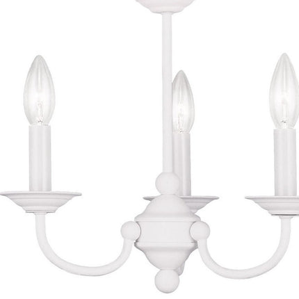 White Three Light Metal Dimmable Chandelier With Shades