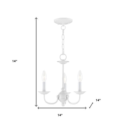 White Three Light Dimmable Chandelier With Shades HomeRoots