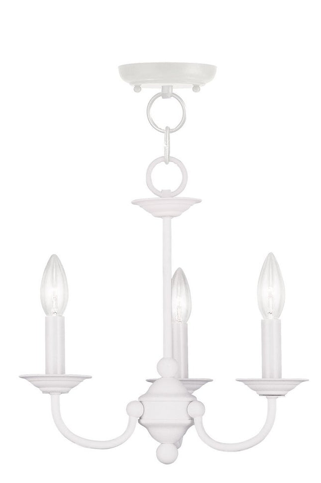 White Three Light Metal Dimmable Chandelier With Shades