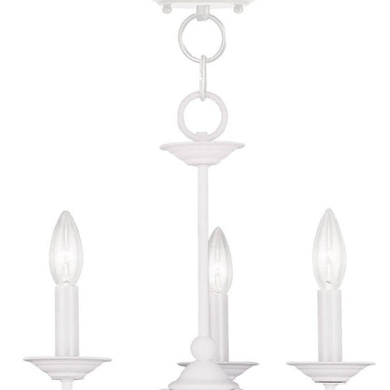 White Three Light Dimmable Chandelier With Shades HomeRoots