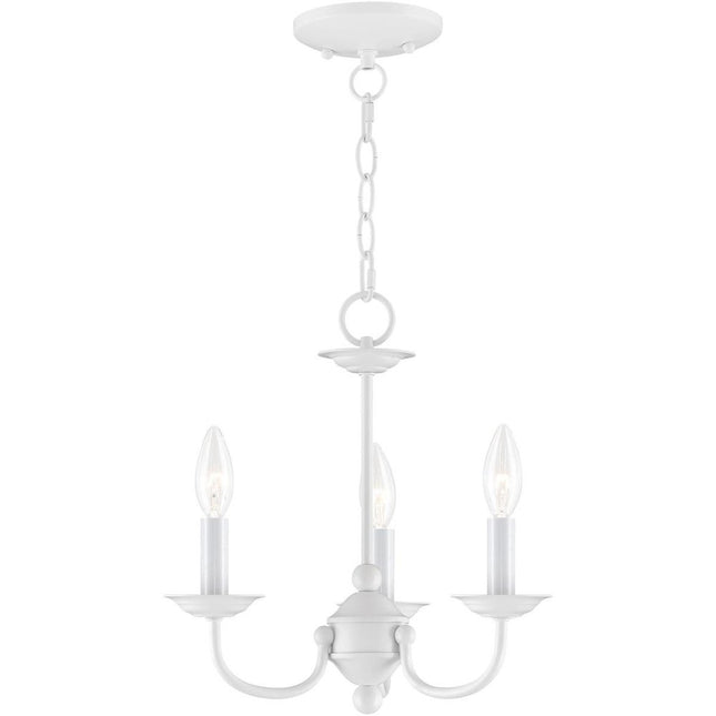 White Three Light Metal Dimmable Chandelier With Shades