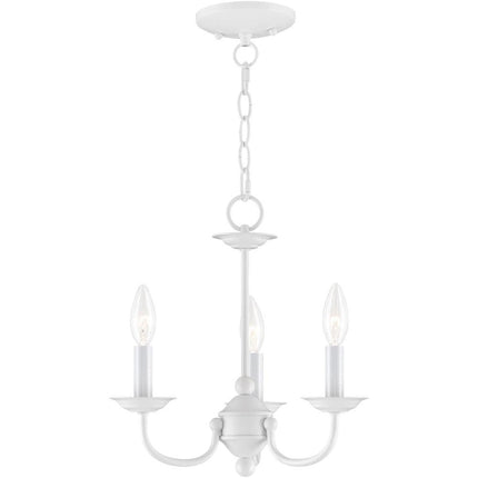 White Three Light Dimmable Chandelier With Shades HomeRoots