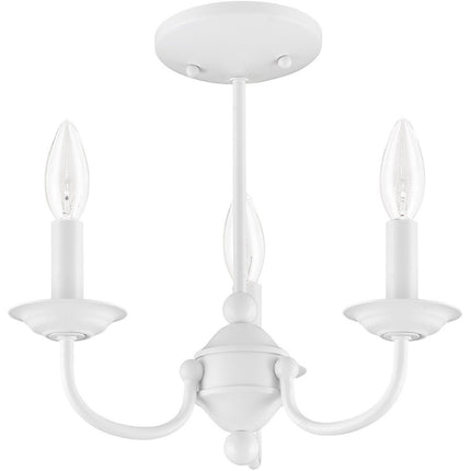 White Three Light Metal Dimmable Chandelier With Shades