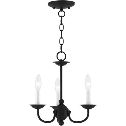 Black Three Light Metal Dimmable Chandelier With Shades