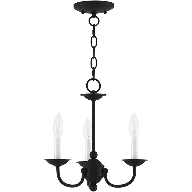 Black Three Light Metal Dimmable Chandelier With Shades