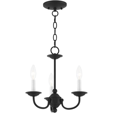 Black Three Light Metal Dimmable Chandelier With Shades