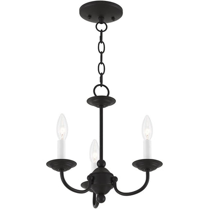 Black Three Light Metal Dimmable Chandelier With Shades
