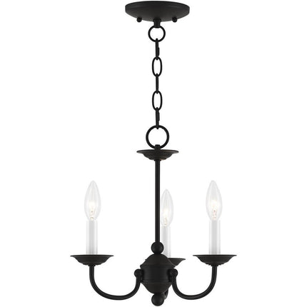 Black Three Light Metal Dimmable Chandelier With Shades