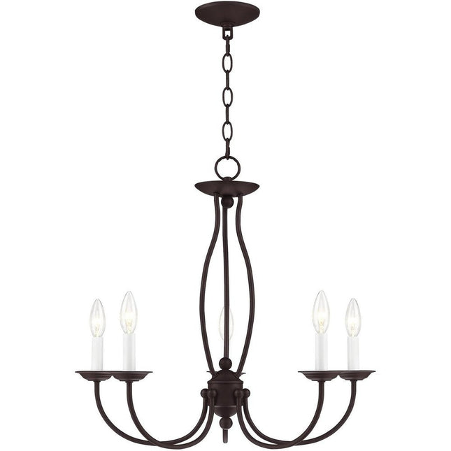 Bronze Five Light Dimmable Chandelier With Shades HomeRoots