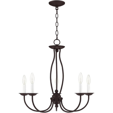 Bronze Five Light Metal Dimmable Chandelier With Shades