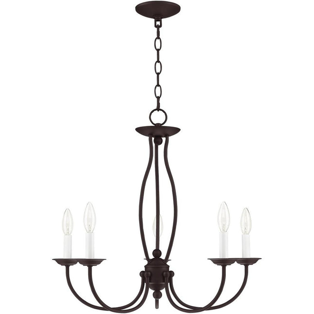 Bronze Five Light Metal Dimmable Chandelier With Shades