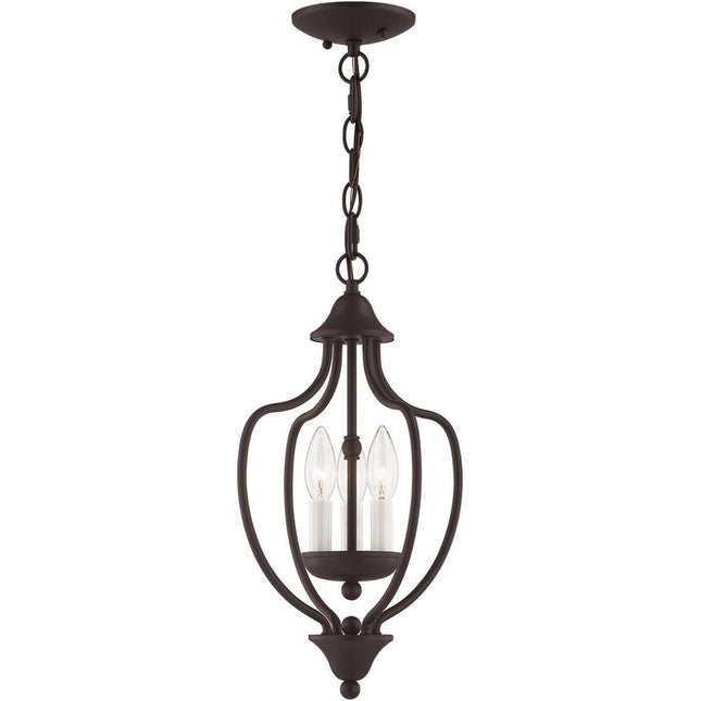 Bronze Three Light Metal Dimmable Chandelier With Shades
