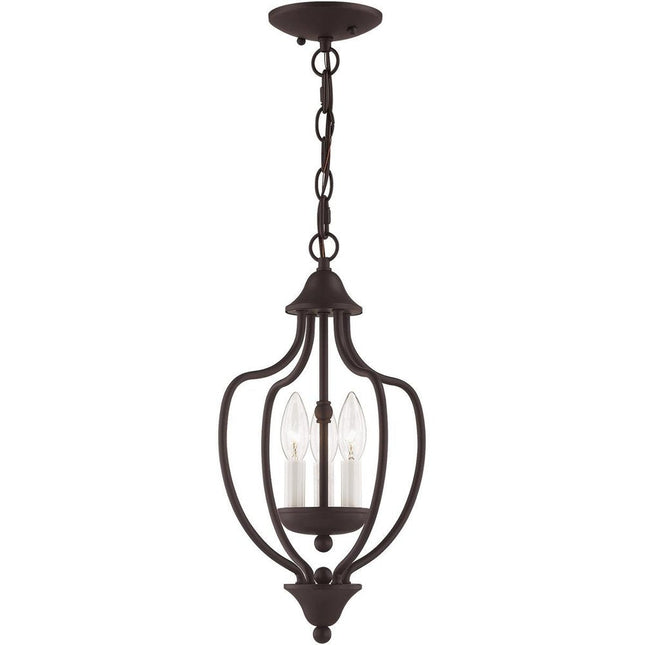 Bronze Three Light Dimmable Chandelier With Shades HomeRoots