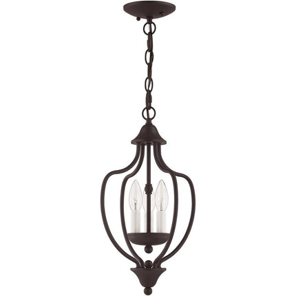 Bronze Three Light Metal Dimmable Chandelier With Shades