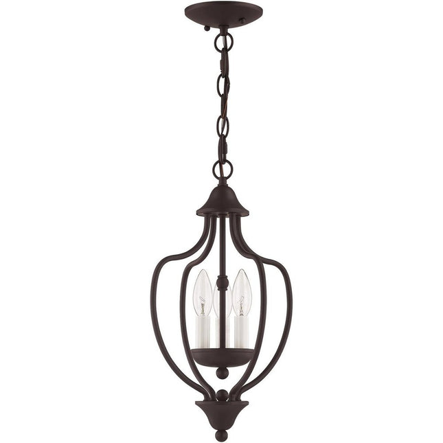 Bronze Three Light Metal Dimmable Chandelier With Shades