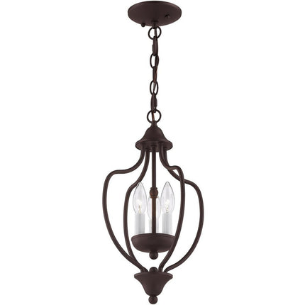 Bronze Three Light Metal Dimmable Chandelier With Shades