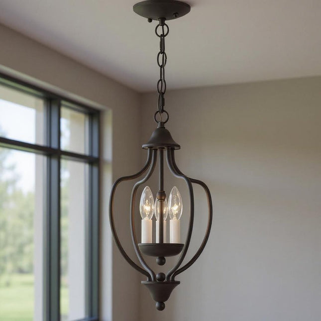 Bronze Three Light Dimmable Chandelier With Shades HomeRoots