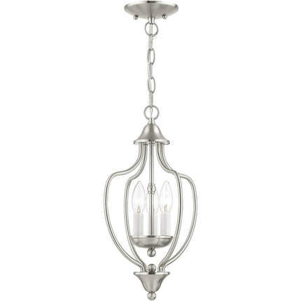 Nickel Three Light Metal Dimmable Chandelier With Shades