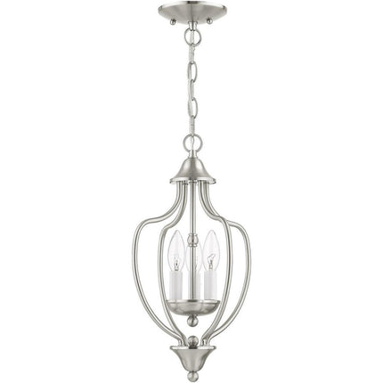 Nickel Three Light Metal Dimmable Chandelier With Shades