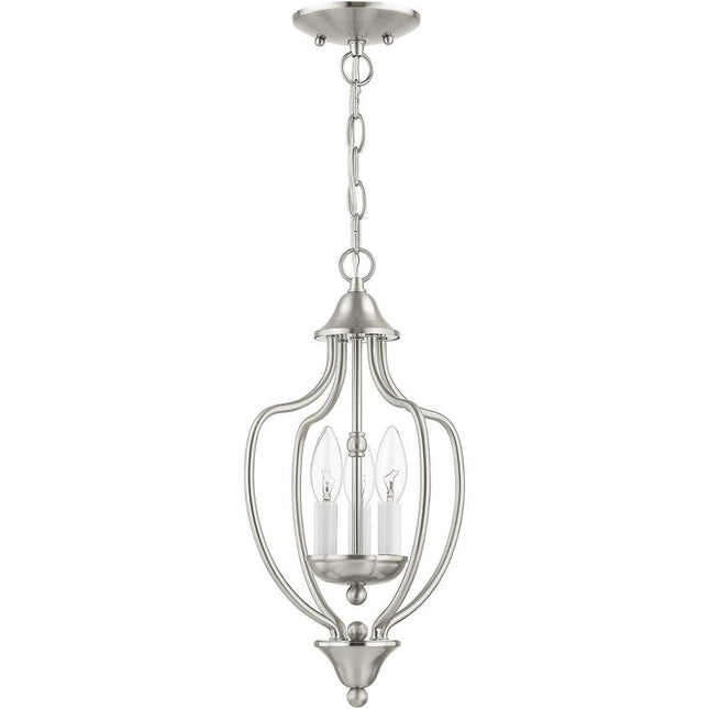 Nickel Three Light Metal Dimmable Chandelier With Shades