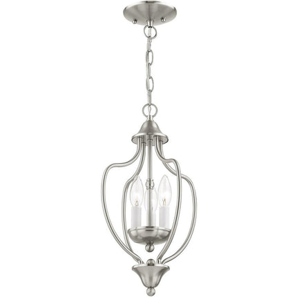 Nickel Three Light Metal Dimmable Chandelier With Shades