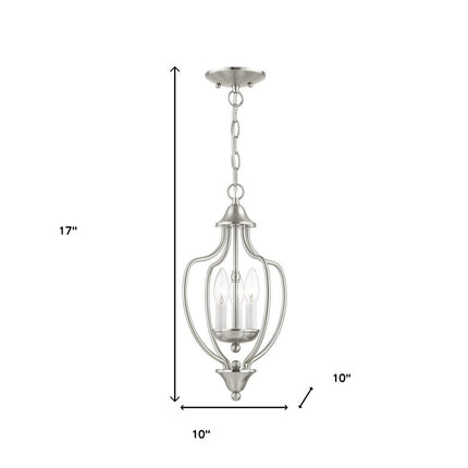 Nickel Three Light Metal Dimmable Chandelier With Shades