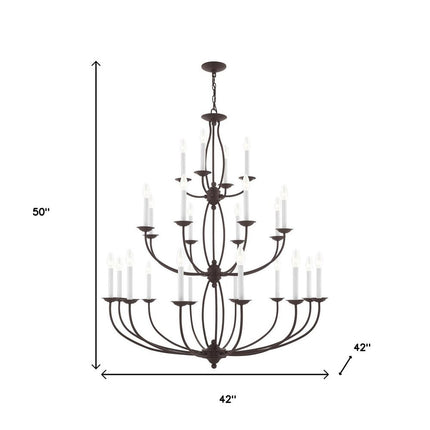 Bronze Multi Light Metal Dimmable Chandelier With Shades