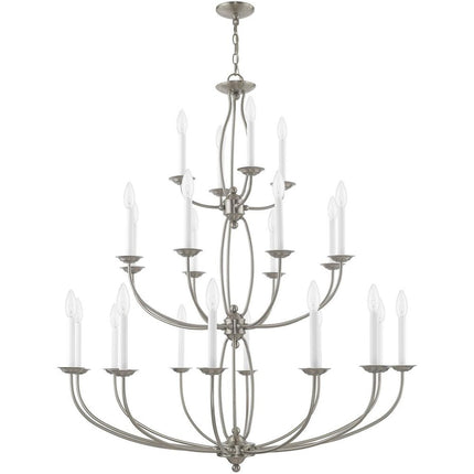 Nickel Multi Light Metal Dimmable Chandelier With Shades