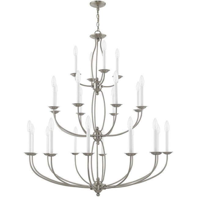 Nickel Multi Light Metal Dimmable Chandelier With Shades HomeRoots