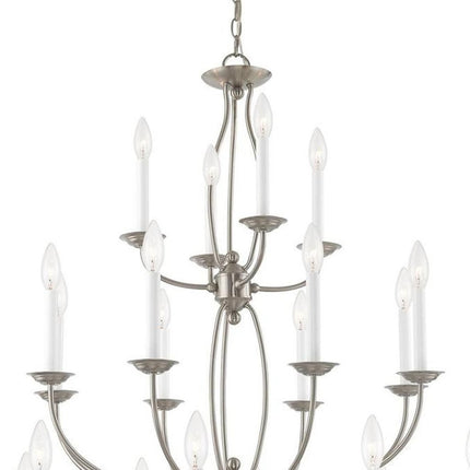 Nickel Multi Light Metal Dimmable Chandelier With Shades