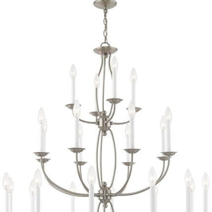 Nickel Multi Light Metal Dimmable Chandelier With Shades