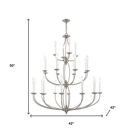 Nickel Multi Light Metal Dimmable Chandelier With Shades