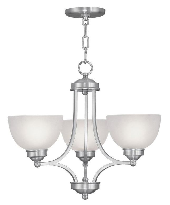 Nickel Three Light Metal Dimmable Chandelier With Shades