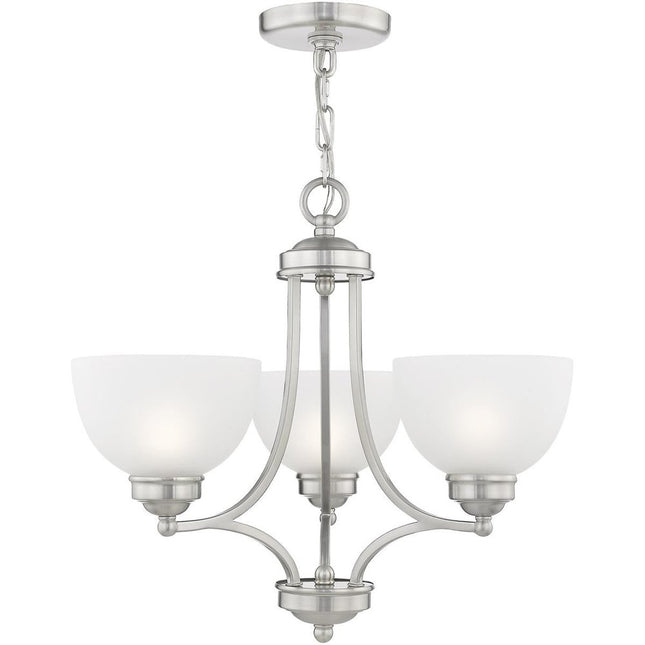 Nickel Three Light Metal Dimmable Chandelier With Shades