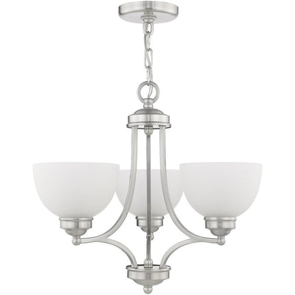 Nickel Three Light Metal Dimmable Chandelier With Shades