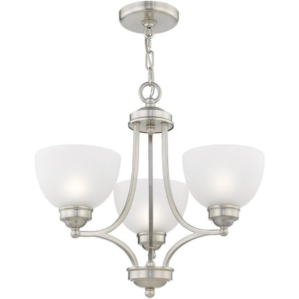 Nickel Three Light Metal Dimmable Chandelier With Shades