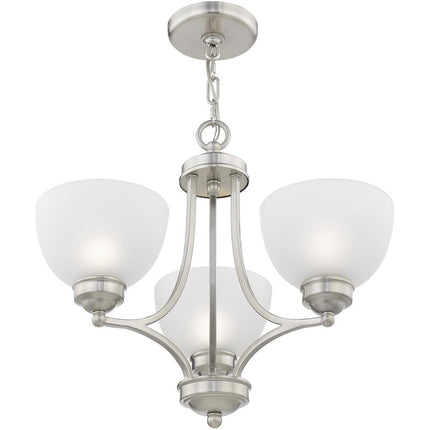 Nickel Three Light Metal Dimmable Chandelier With Shades