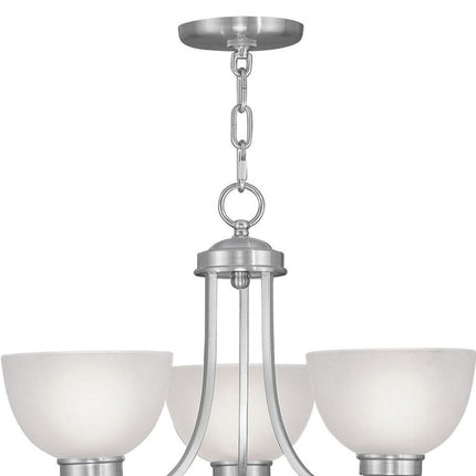 Nickel Three Light Metal Dimmable Chandelier With Shades