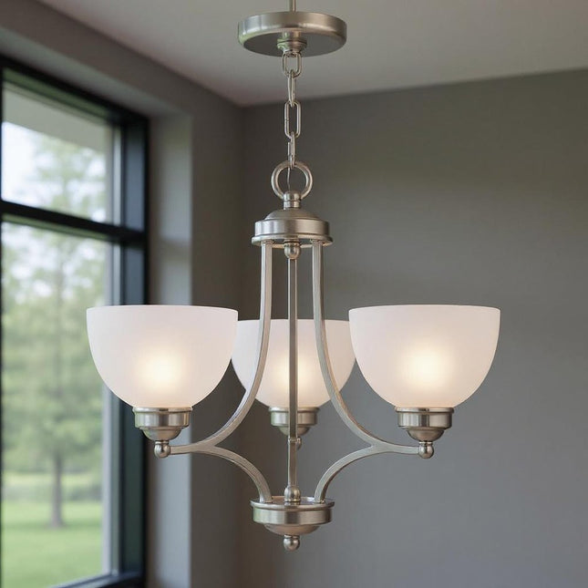 Three Light Dimmable Chandelier With Shades HomeRoots