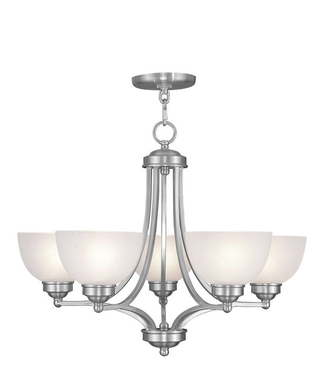 Five Light Dimmable Chandelier With Shades HomeRoots