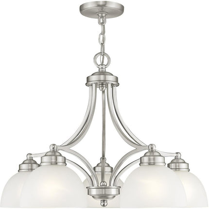 Nickel Five Light Metal Dimmable Chandelier With Shades