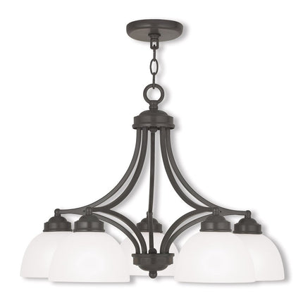 Bronze Five Light Metal Dimmable Chandelier With Shades
