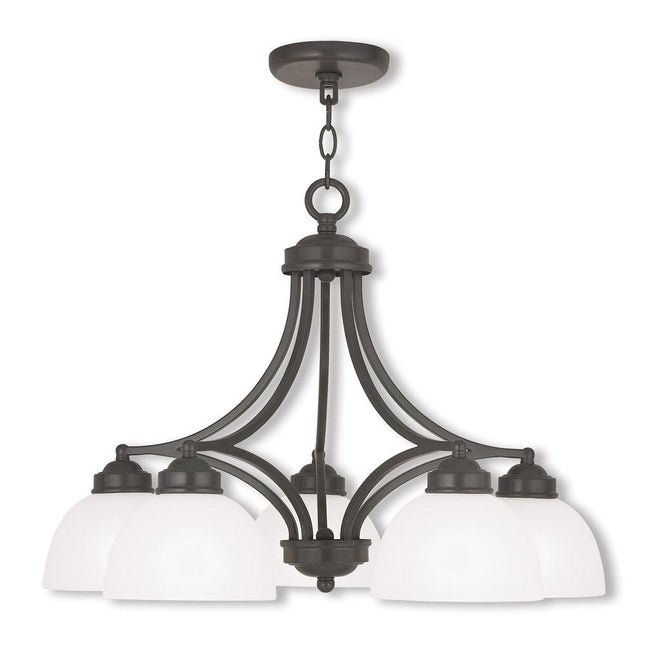 Bronze Five Light Metal Dimmable Chandelier With Shades HomeRoots