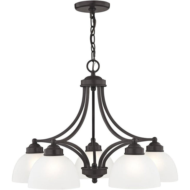 Bronze Five Light Metal Dimmable Chandelier With Shades HomeRoots