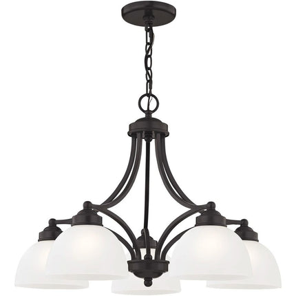 Bronze Five Light Metal Dimmable Chandelier With Shades