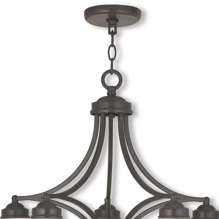 Bronze Five Light Metal Dimmable Chandelier With Shades