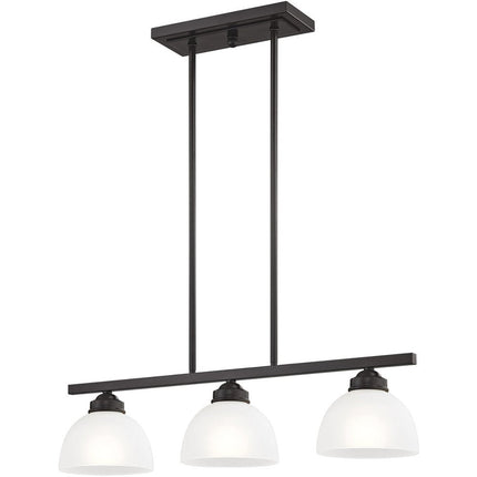 Bronze Three Light Metal Dimmable Chandelier With Shades HomeRoots